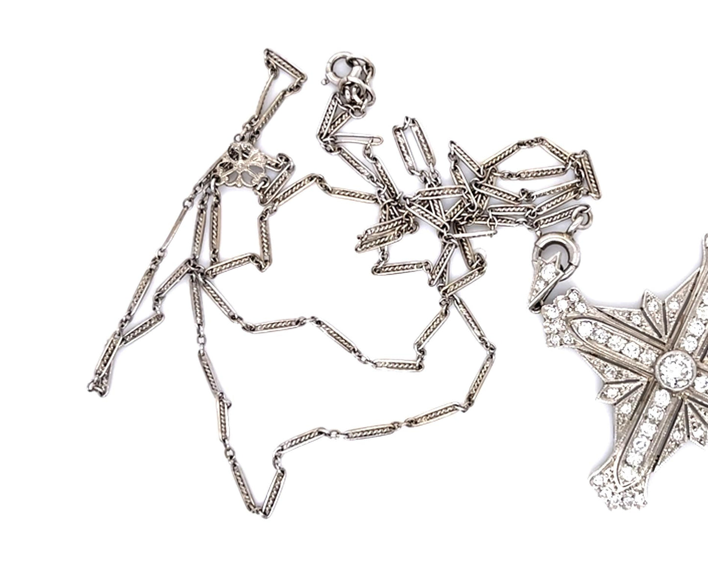 1.60ct Diamond PT+14KY Handmade Cross Pendant