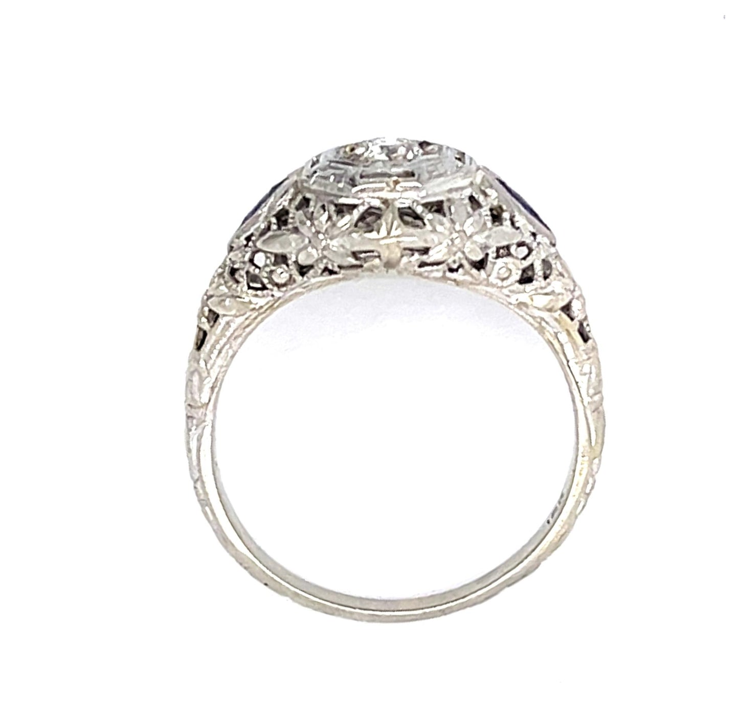 Original Art Deco .15ct Euro Diamond 18KW Ring (Antique 1920s)