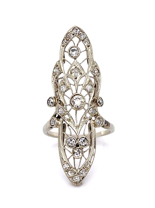 Original Art Deco 1.10ct Diamond 14KW Ring (Vintage 1930s)