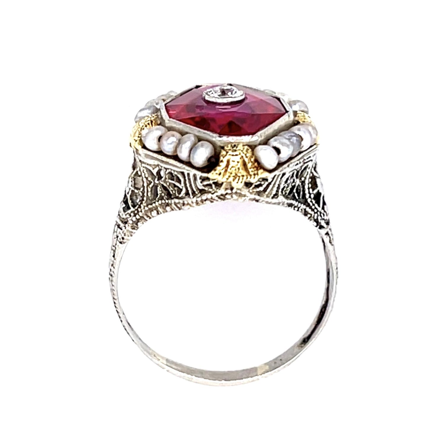 Original Art Deco .10ct European Diamond 14KW Ring (Antique 1920s)