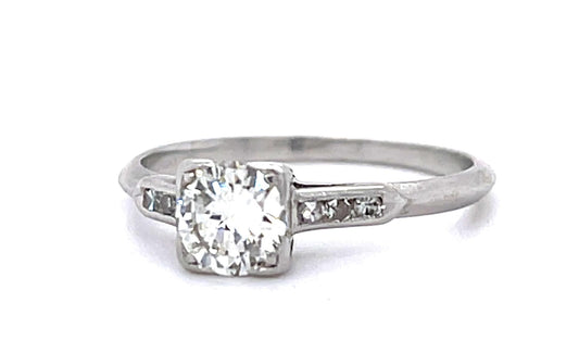 Original Art Deco .60ct European Diamond PT Ring (Vintage 1930s)
