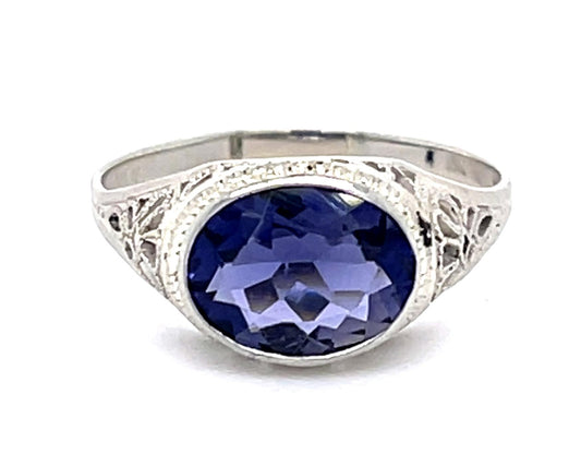 Original Art Deco 2ct Iolite 14KW Ring (Vintage 1930s)