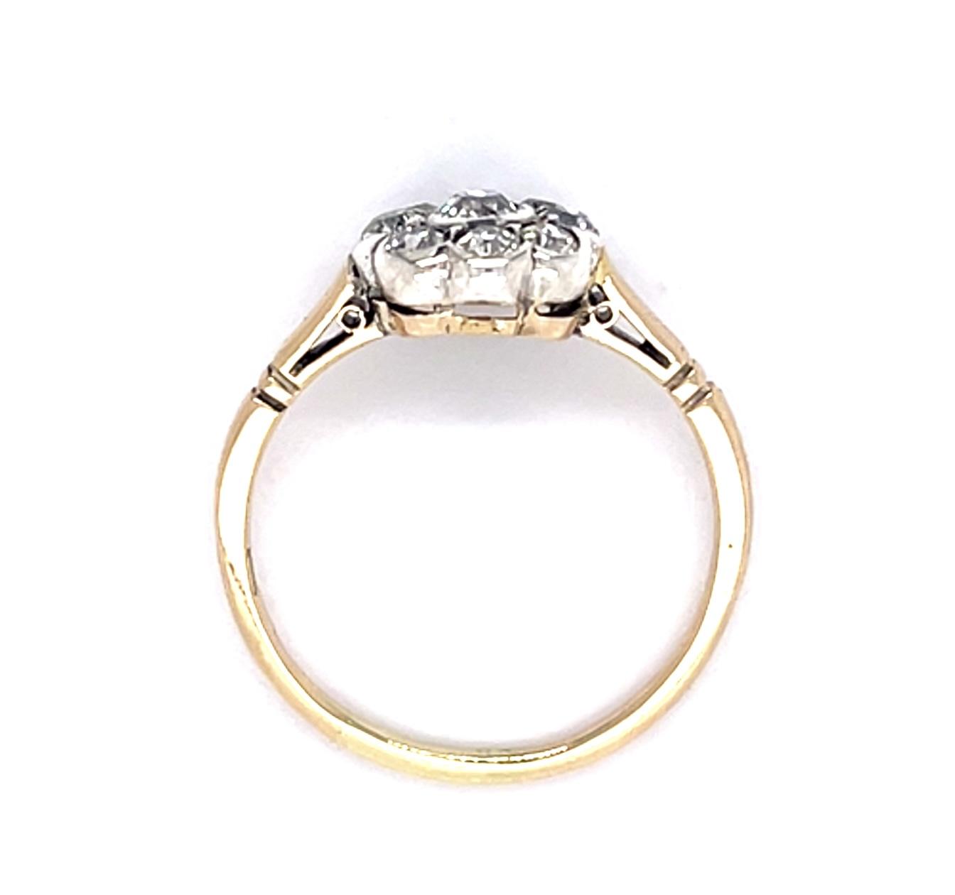 Victorian .95ct Old Mine Diamond 18KY+Silver Ring (Antique 1880s)