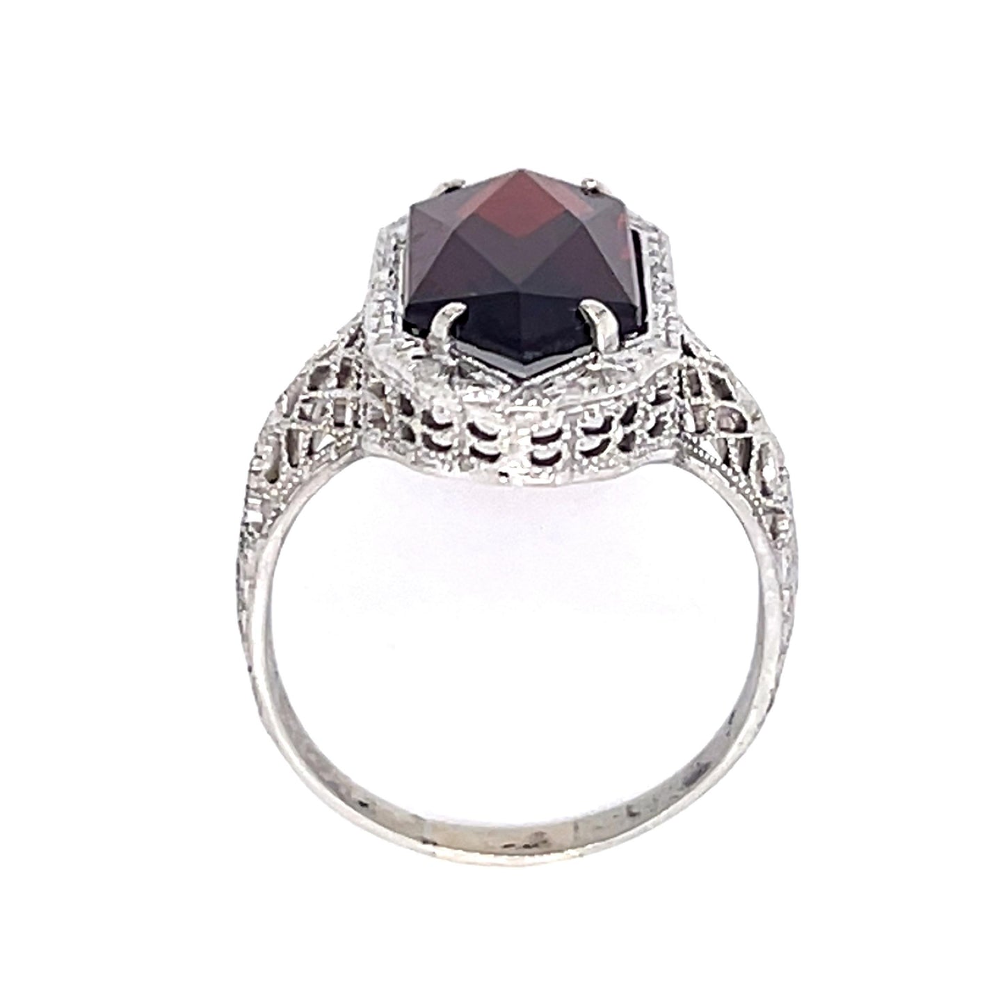 Original Art Deco 5.28ct Garnet 14KW Ring