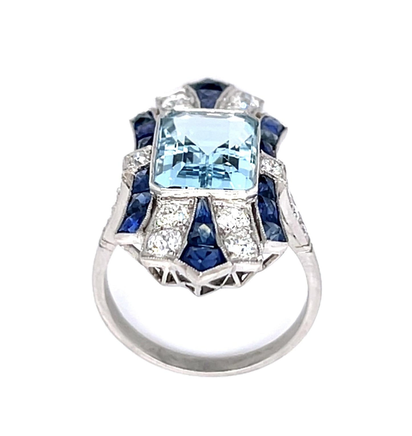 3.80ct Aquamarine PT Handmade Ring