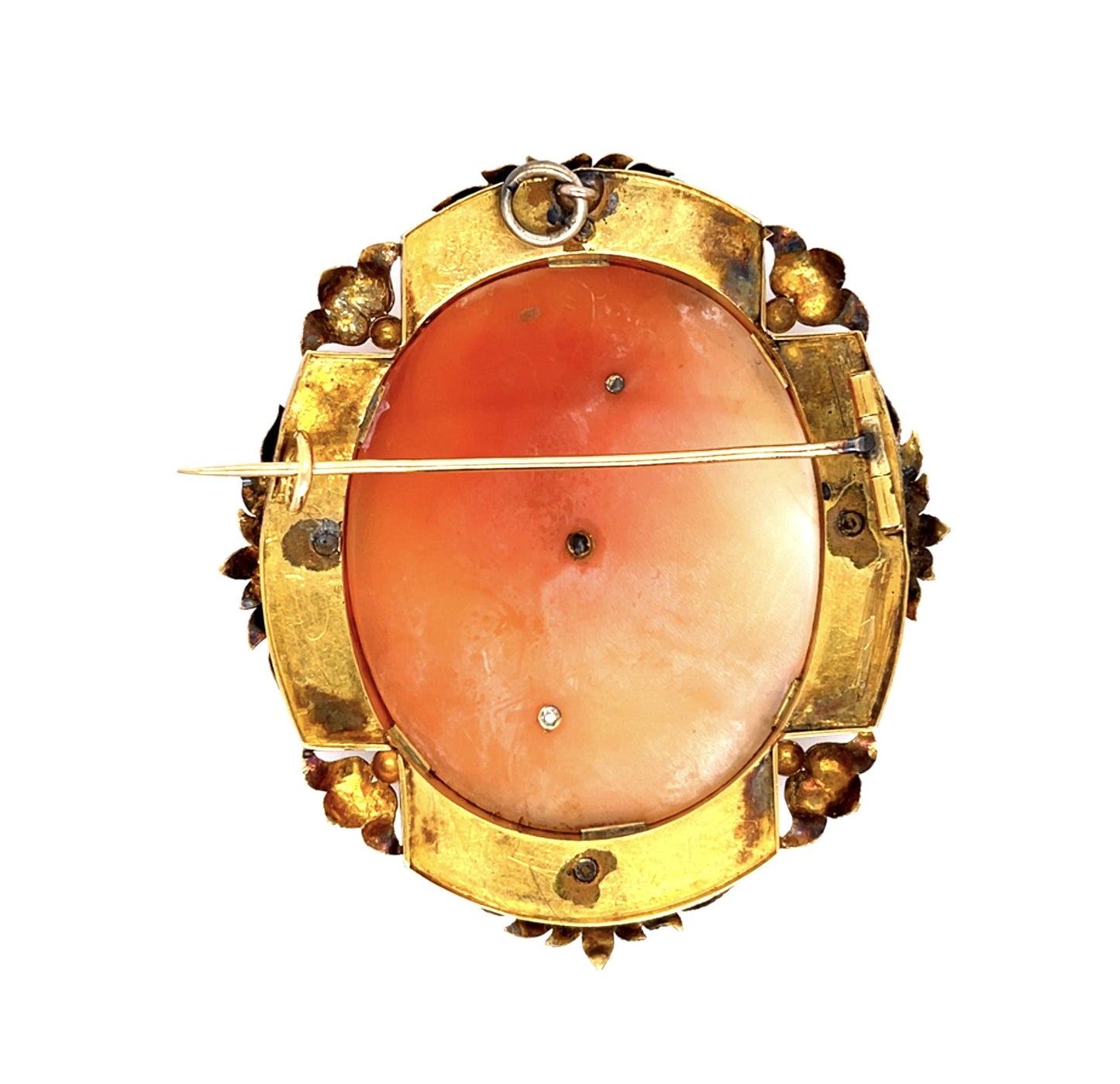 Original Victorian Cameo 14KY Brooch Pendant with Handmade Border