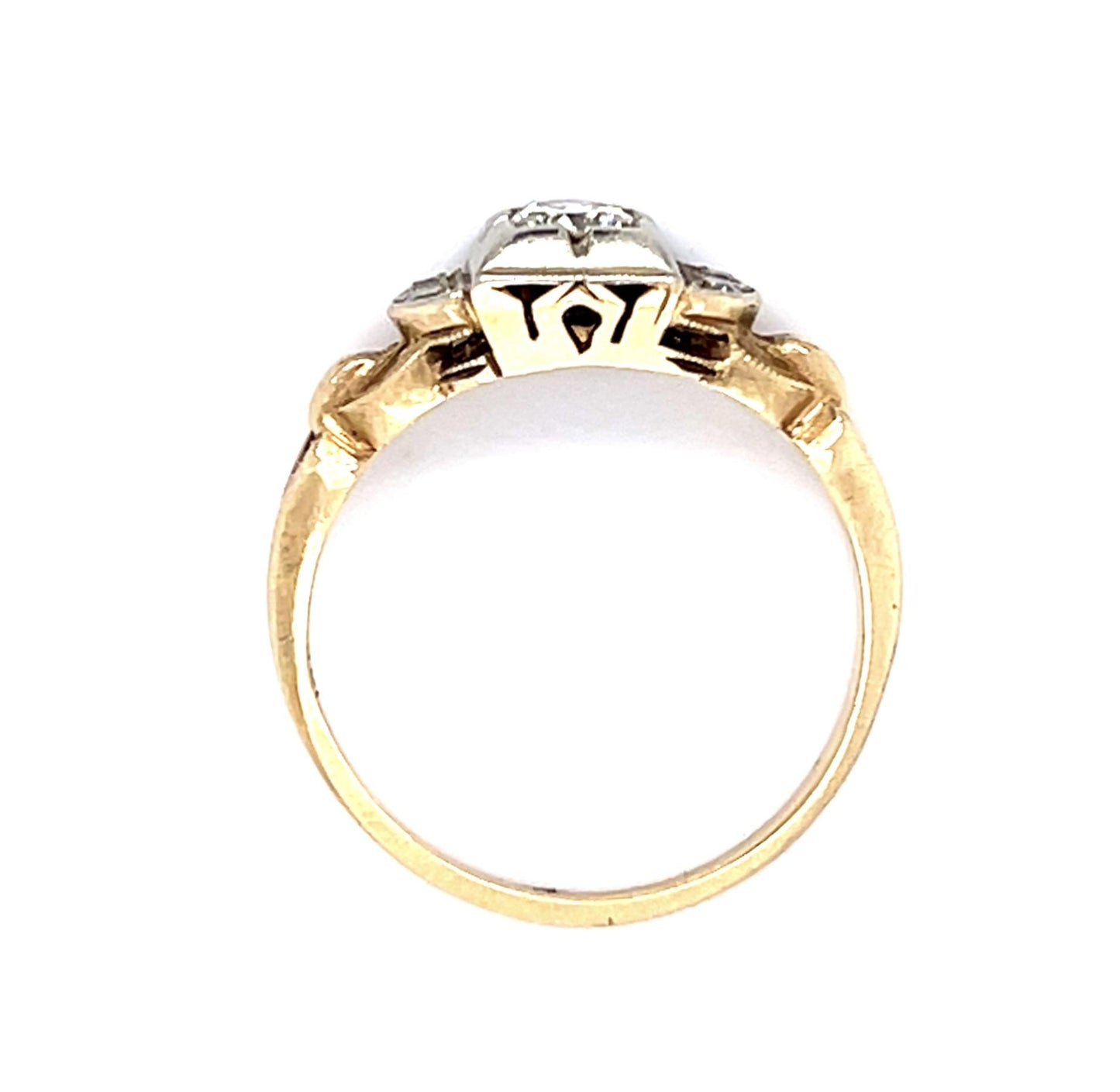 Original Art Deco .20ct Old European Diamond 14K 2 Tone Ring (Vintage 1930s)