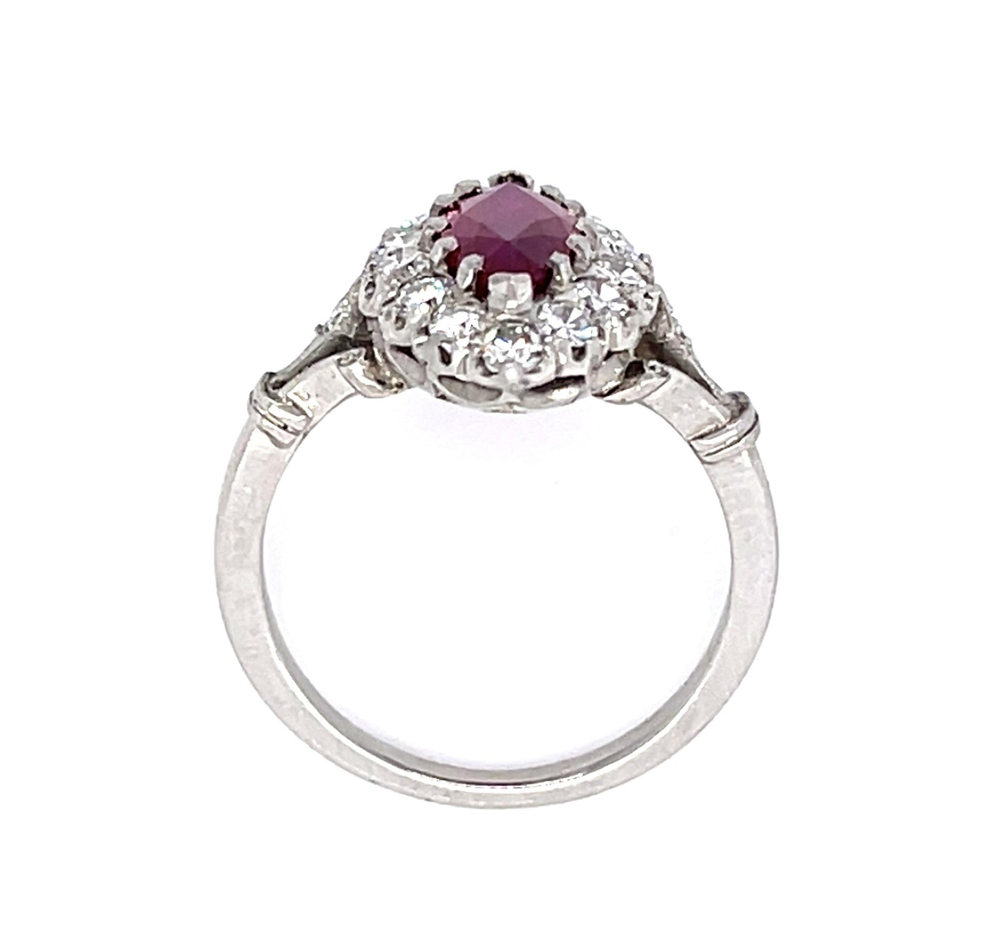 1.70ct Marquise Ruby Platinum Handmade Ring
