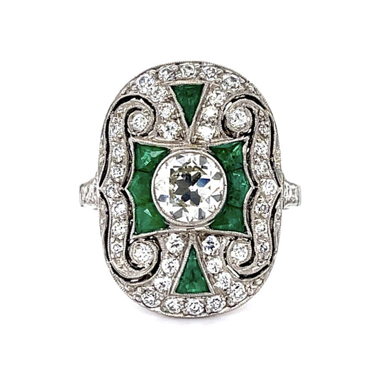 .75ct Old Mine Cut Diamond Handmade Platinum Ring