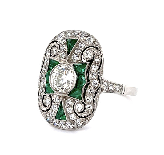 .75ct Old Mine Cut Diamond Handmade Platinum Ring