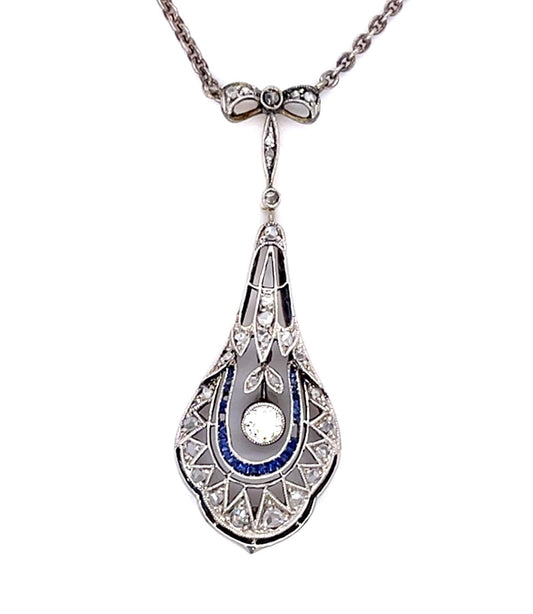 Original Art Deco .50ct Old European Diamond 18K 2 Tone Gold+Silver Pendant