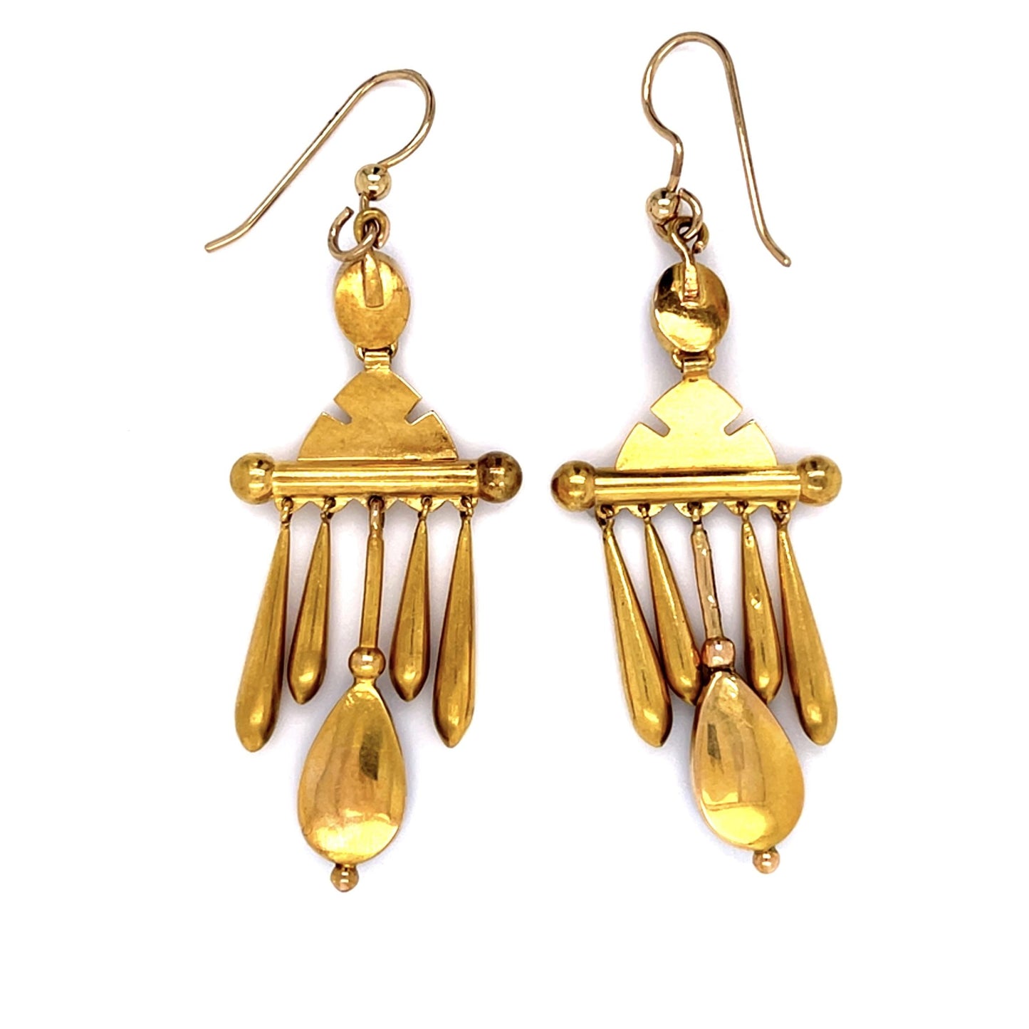 Original Victorian 11ct Garnet 18KY Drop Earrings (Antique 1870s)