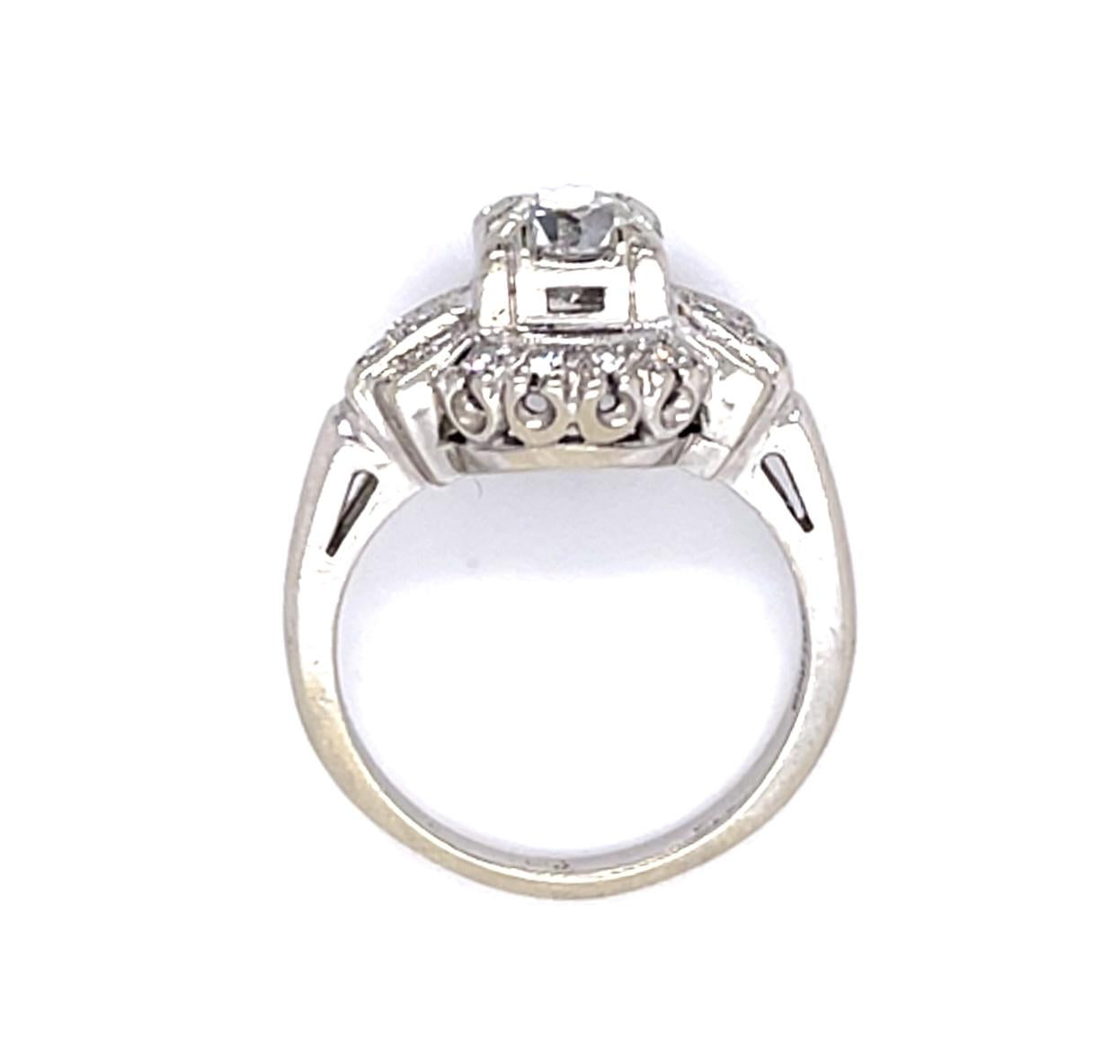 Late Art Deco .65ct H VS Old European Diamond (No Cert) 14KW Ring