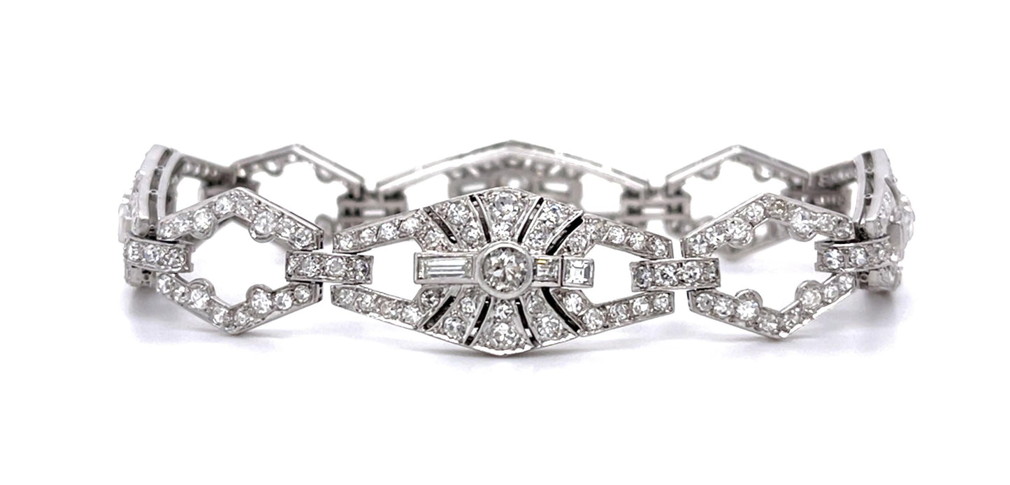 Original Art Deco 5.75ct European Diamonds (237 Stones) 18KW Bracelet