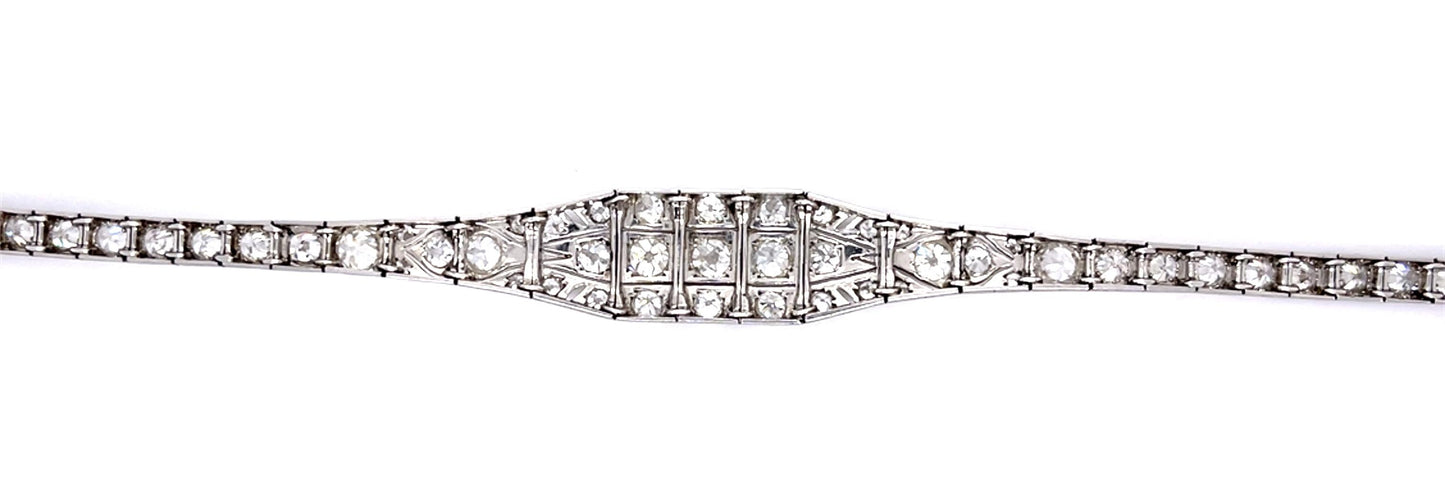 Original Art Deco 8ct Euro Diamond PT Bracelet (Antique 1920s)