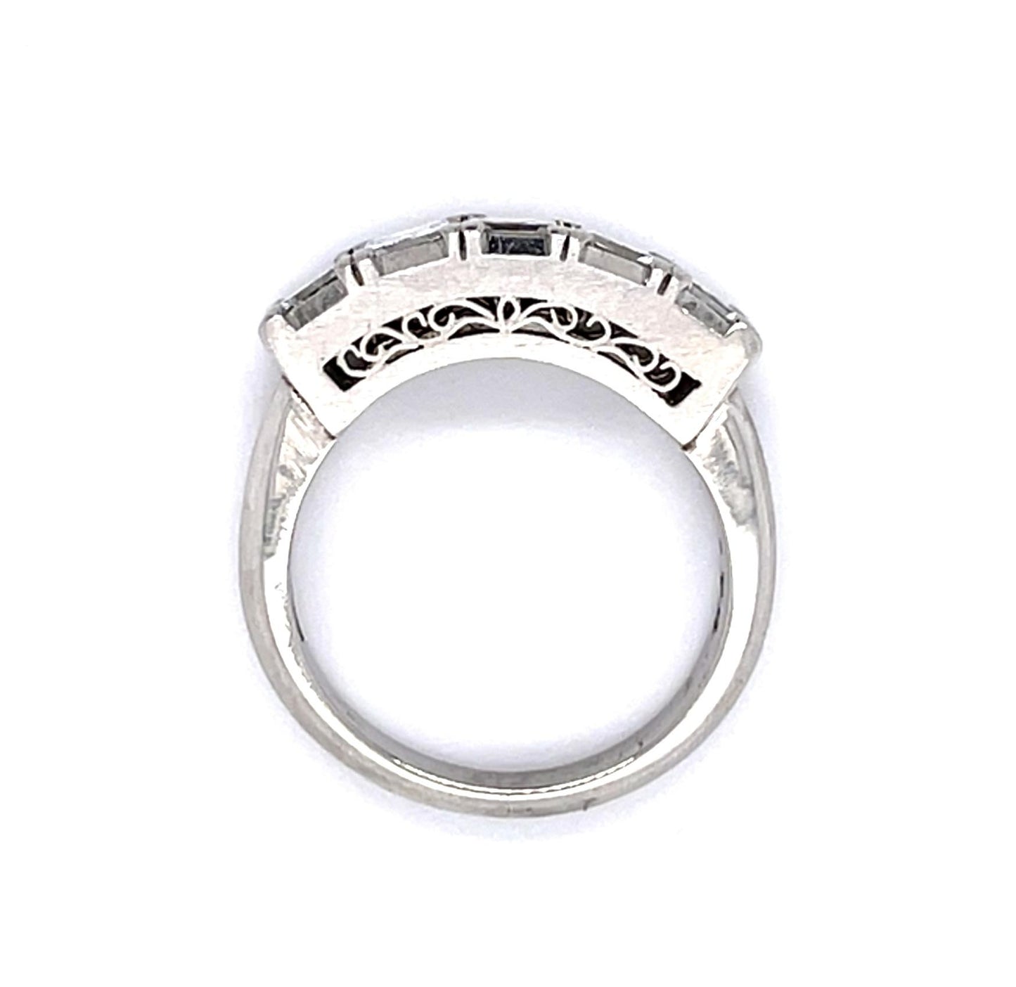 1.74ct Carre-cut Square Diamond Platinum Engraved Band Ring