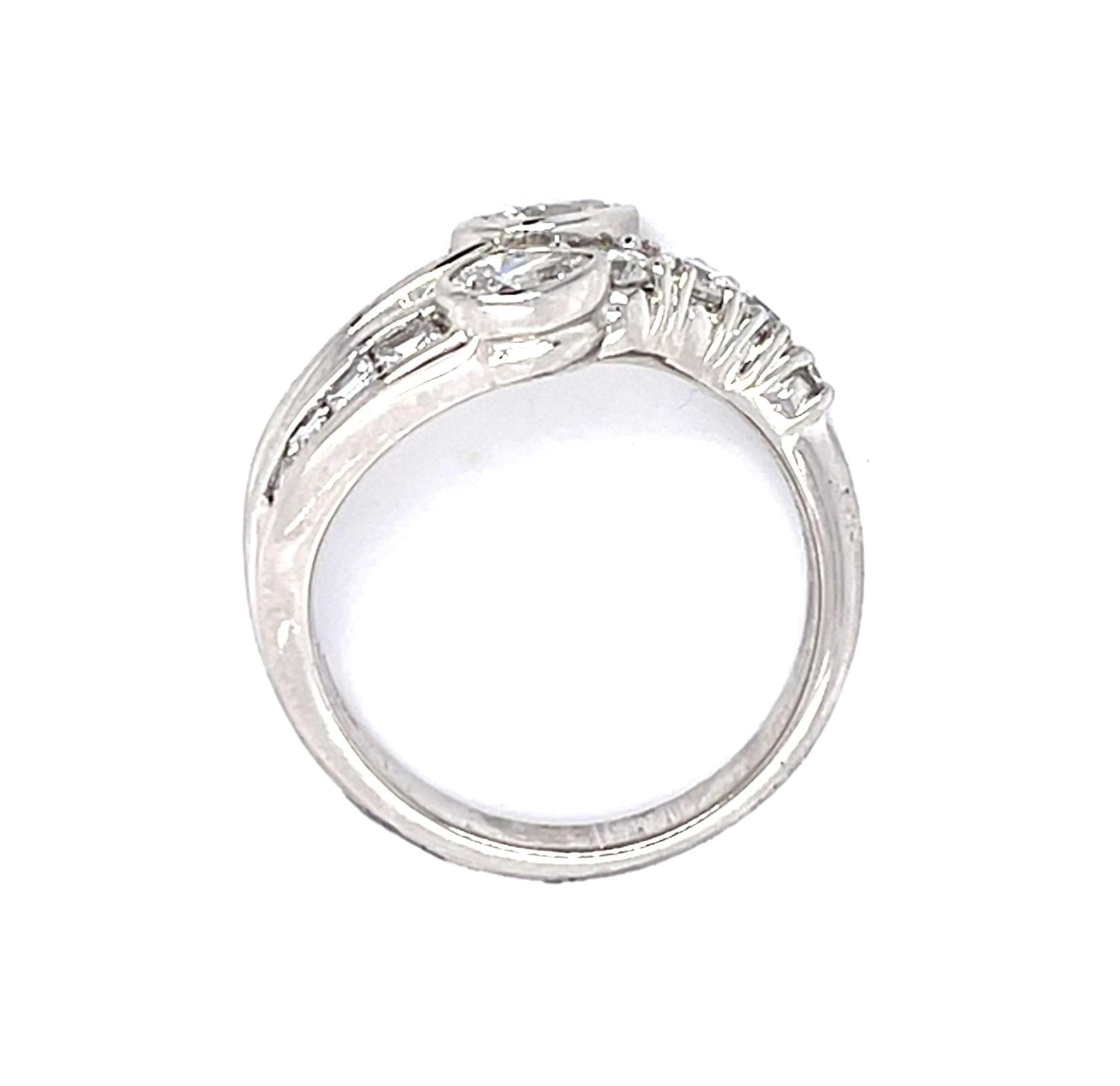 1.50ct Pear and Round Diamond Snake-like Platinum Ring