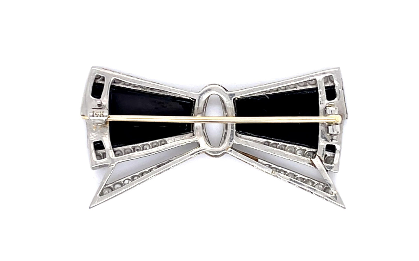 Original Art Deco .87ct (58 Diamonds) + Onyx Platinum Brooch (Antique 1920s)