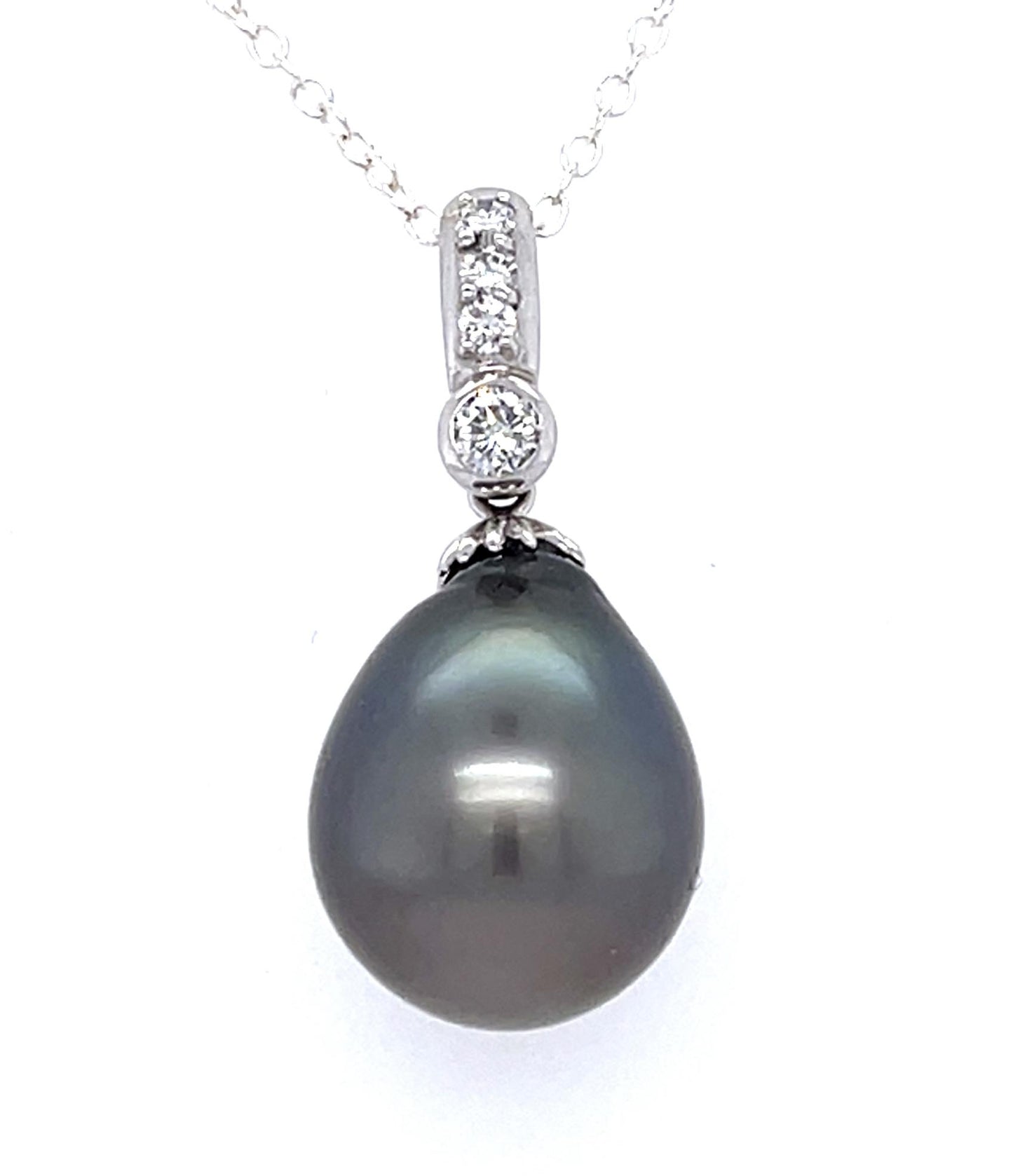 Black Tahitian South Sea Pearl Platinum Pendant