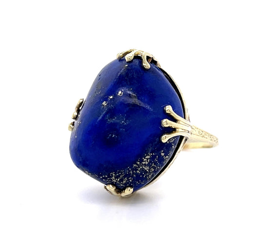 Original Art Deco 40ct Blue Lapis Ring (Vintage 1930s)