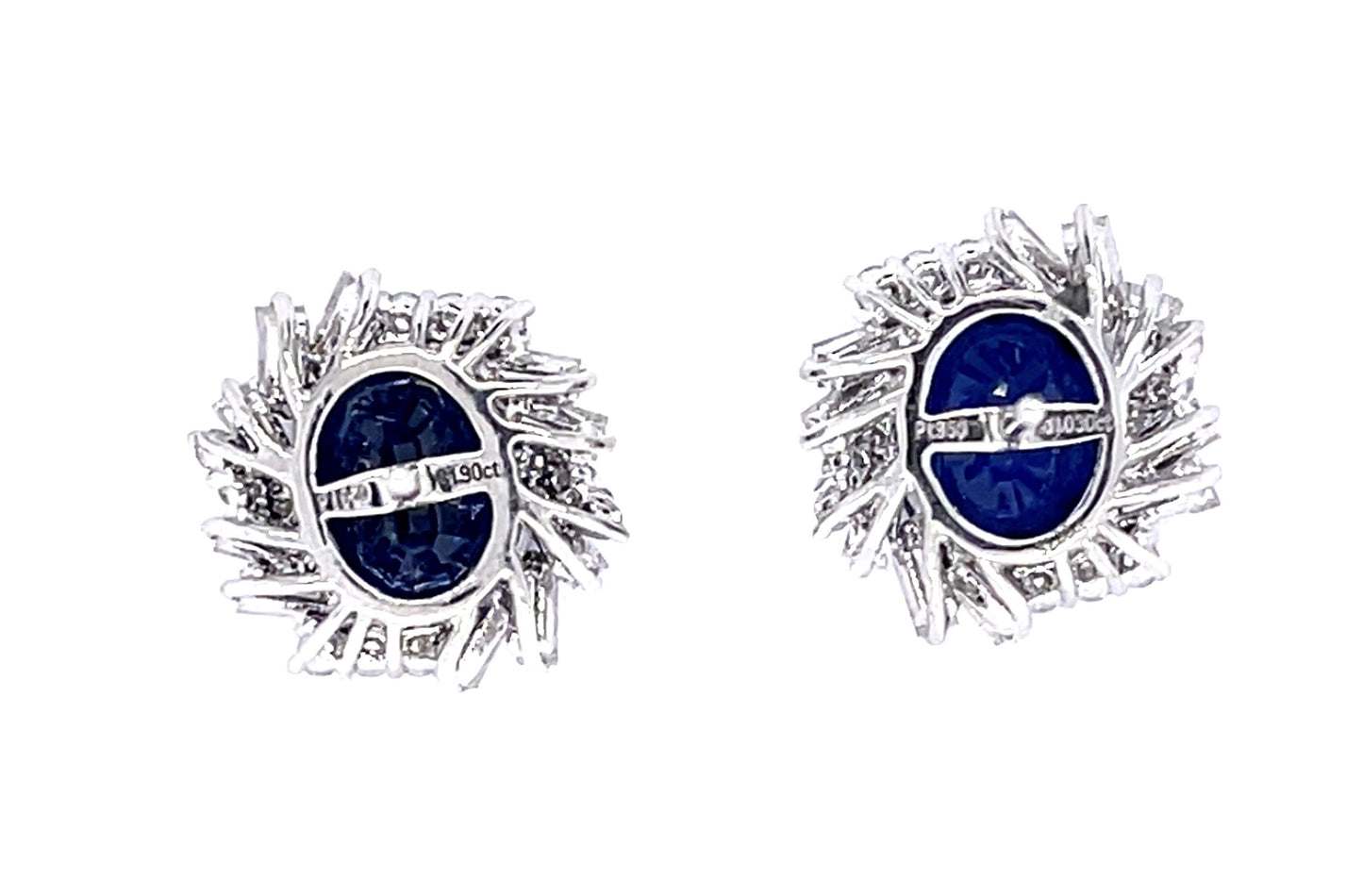 4.76ct Oval Sapphire Platinum Stud Earrings (Vintage 1970s)
