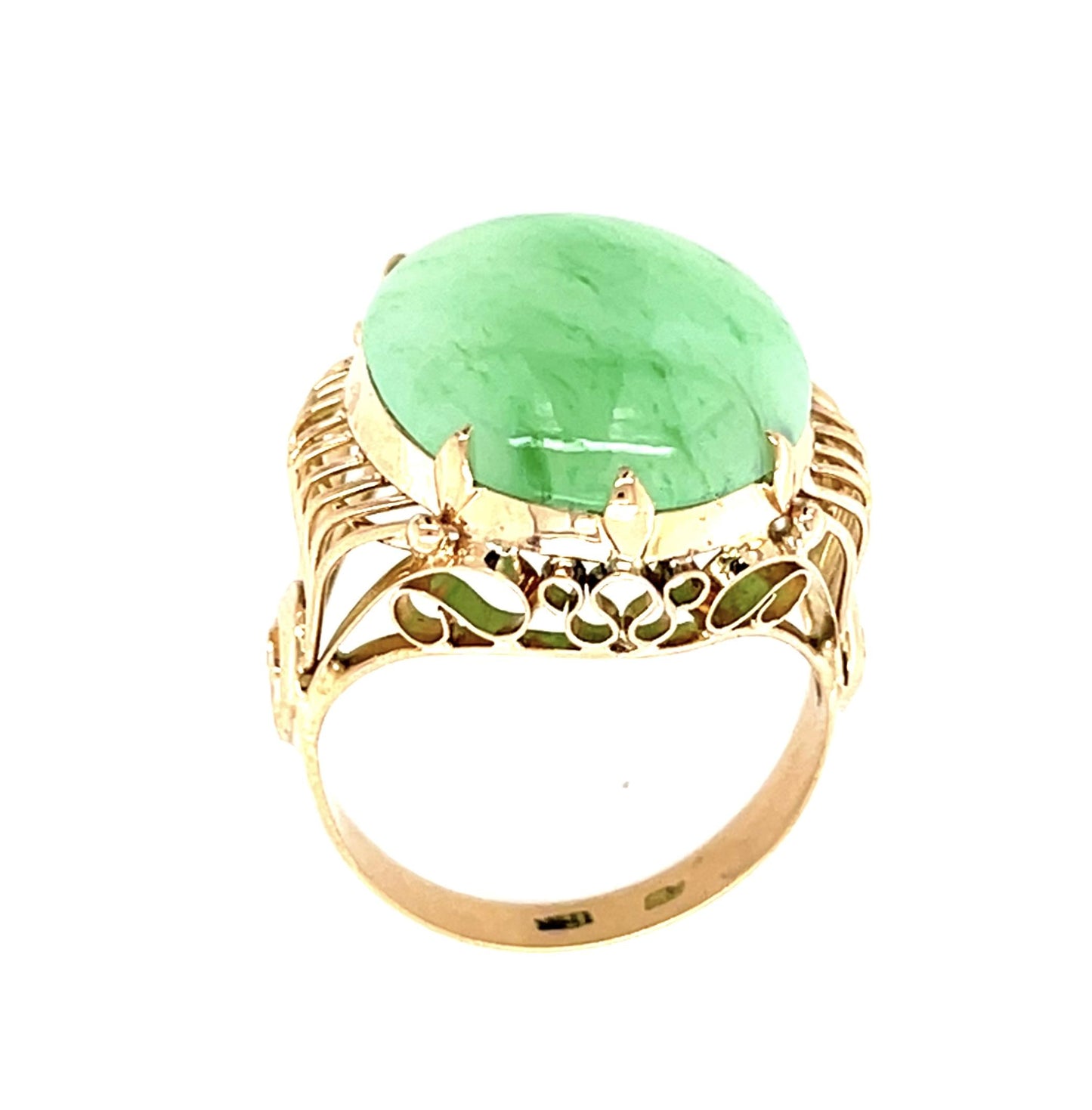 Original Retro 14ct Jade 14KY Ring (Vintage 1940s)