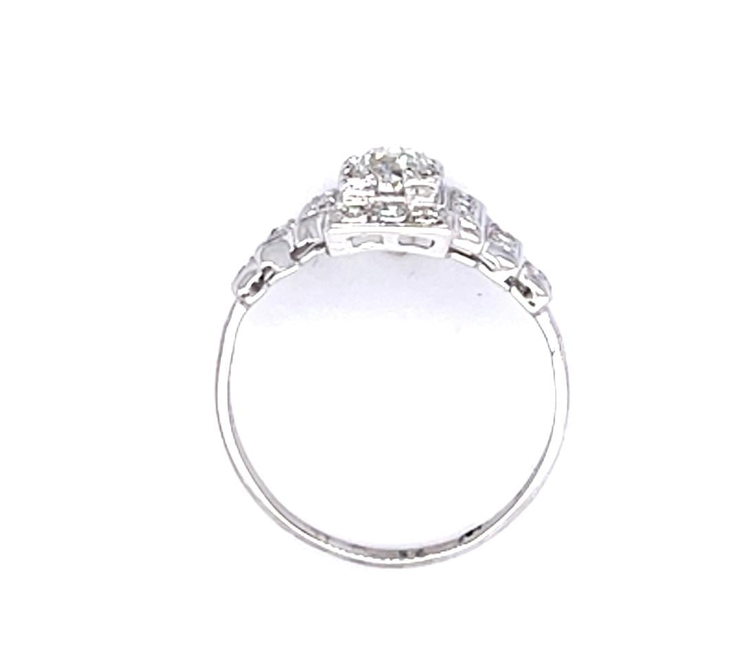 Original Art Deco .54ct L VS1 Old Euro Diamond PT Ring (Vintage 1930s)