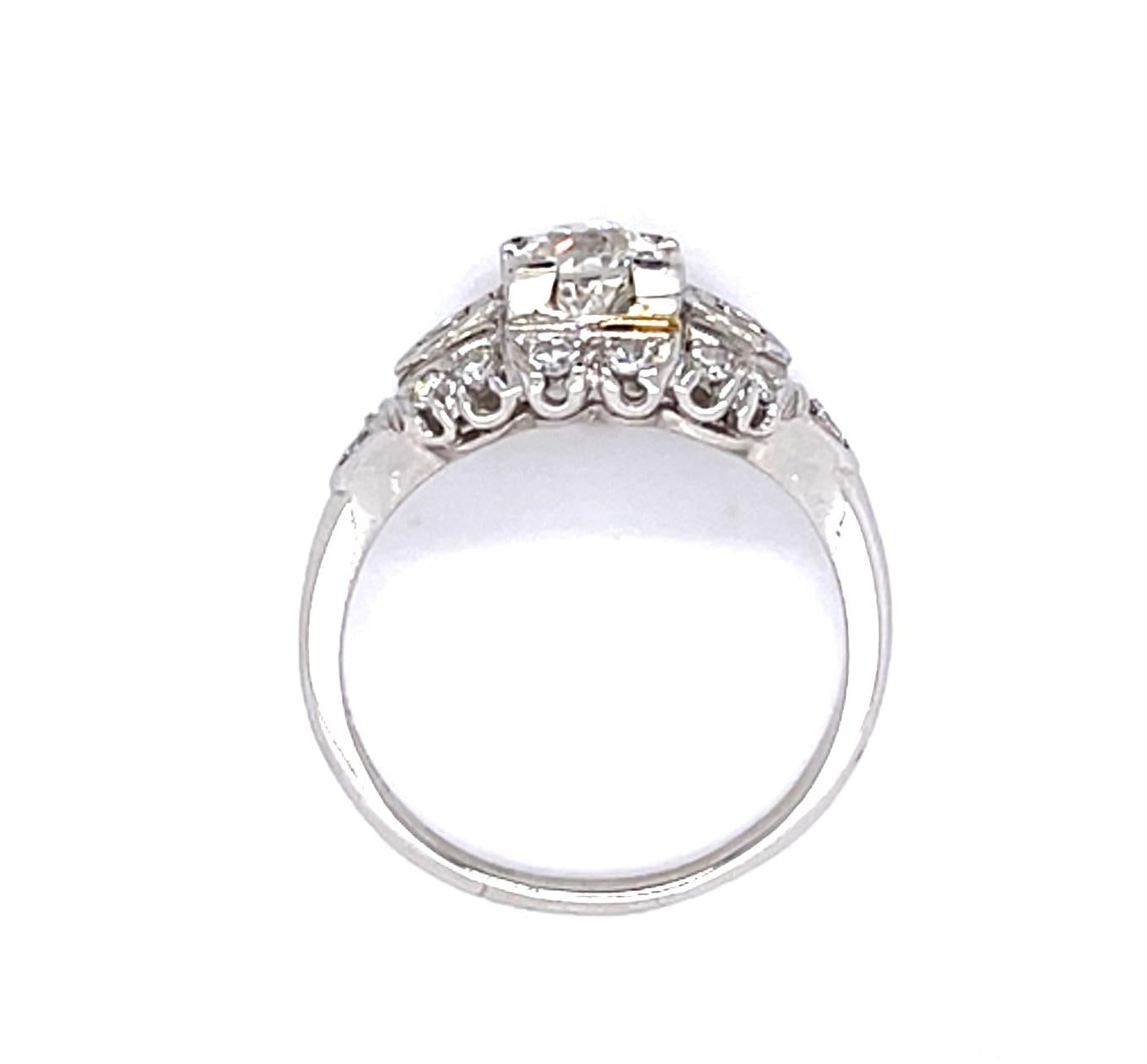 Original Art Deco .66ct J VVS2 Old European Diamond Platinum Ring