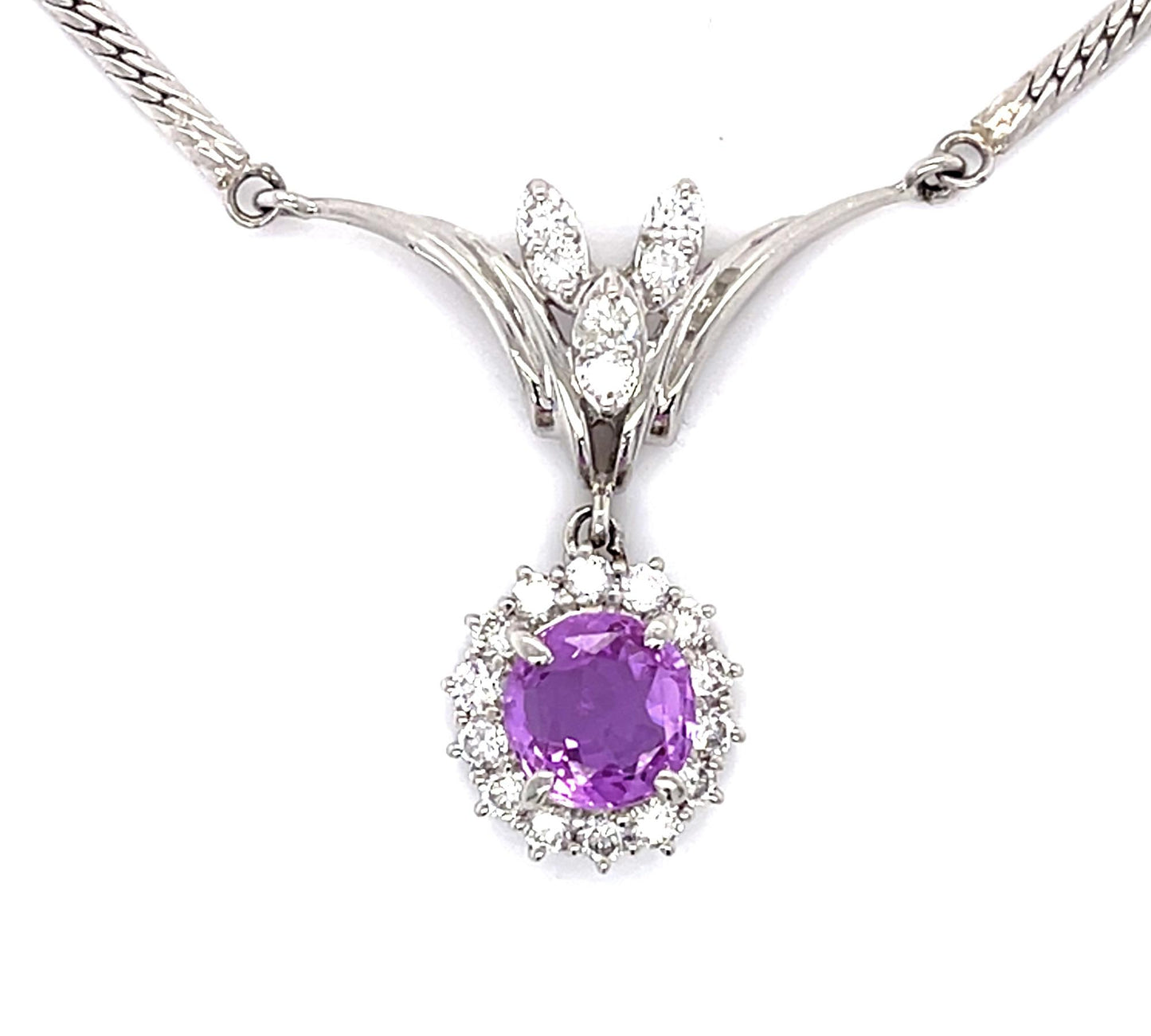 1.88ct Pink Sapphire 18KW Necklace