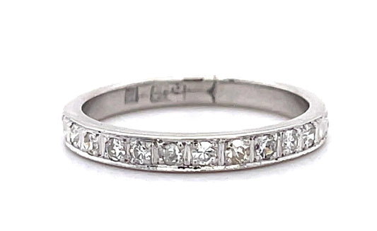 Original Art Deco .34ct Single-cut Diamond 18KW Engraved Ring Band