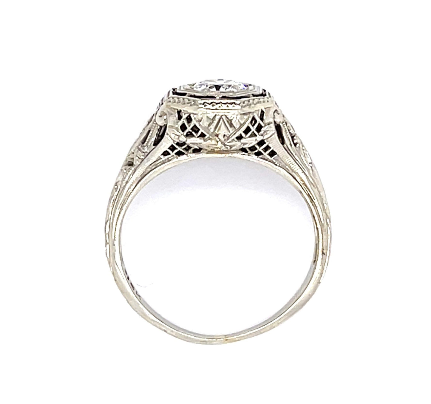 Original Art Deco .44ct Euro Diamond 18KW Ring (Vintage 1930s)
