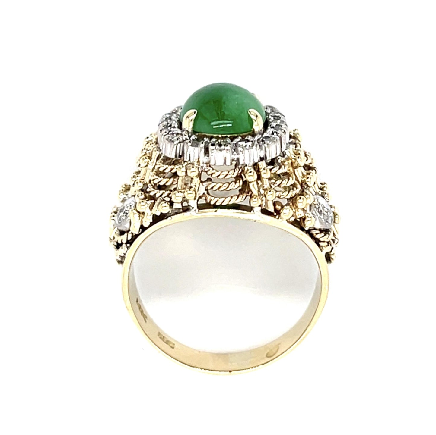 1ct Jade 14KY Two Tone Ring (Vintage 1960s)