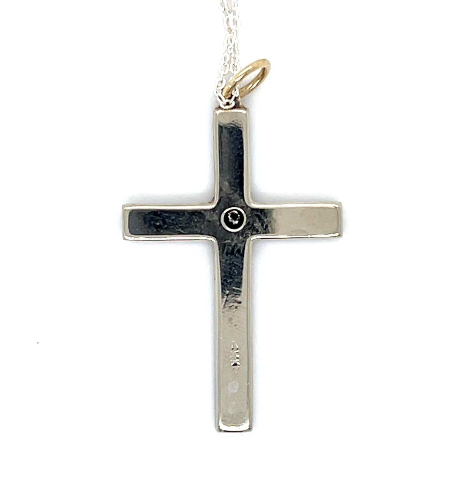 .05ct Diamond 14KW Vintage Cross Pendant