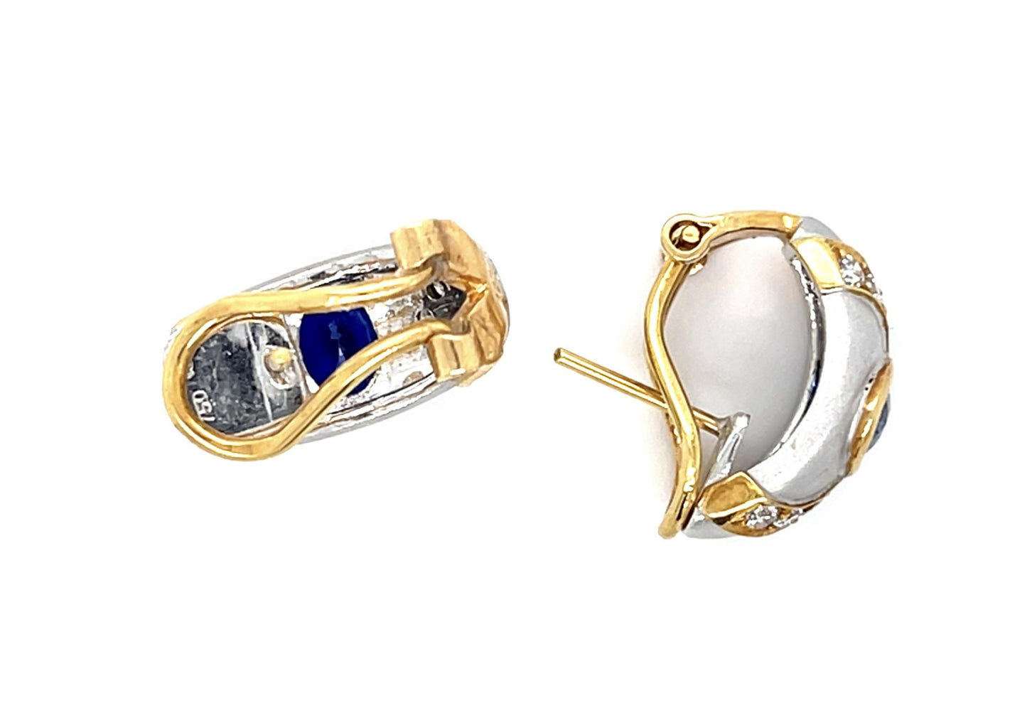 2.50ct Sapphire 18K 2 Tone Clip Earrings