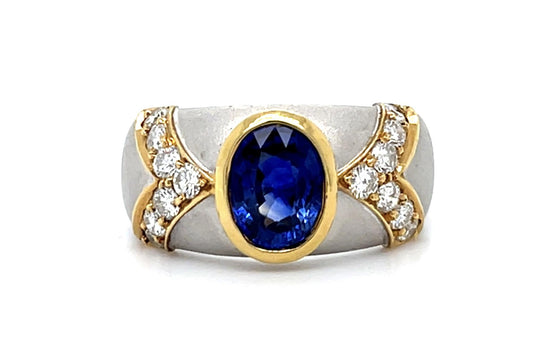 1.50ct Sapphire 18K 2 Tone Ring