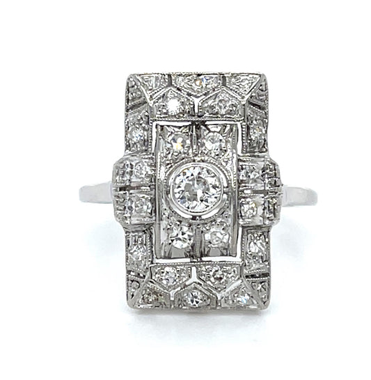 Original Art Deco .60ct Euro Diamond 14KW Ring (Vintage 1930s)