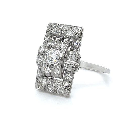 Original Art Deco .60ct Euro Diamond 14KW Ring (Vintage 1930s)