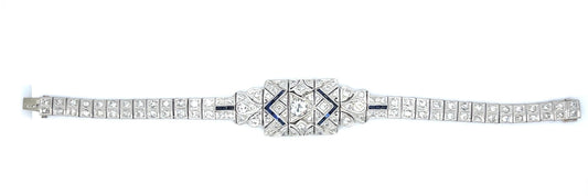 Art Deco .74ct Old European Diamond 7.20ct SD PT Bracelet (Antique 1920s)