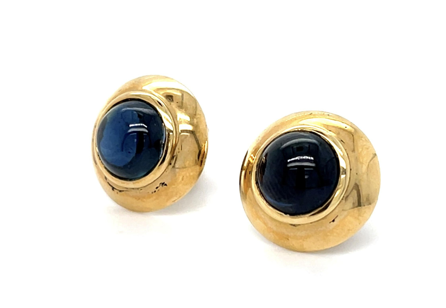 5.50ct Cabochon Sapphire 14KY Stud Earrings (Vintage 1940s)