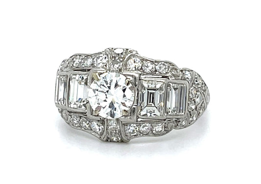 Original Art Deco .75ct Old Euro Diamond Platinum Ring (Vintage 1930s)