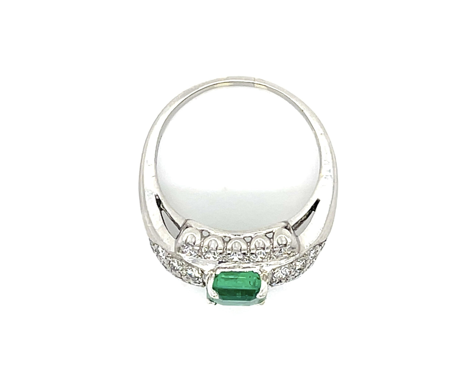 Original Peacock 1.24ct Emerald Platinum Ring (Vintage 1940s)