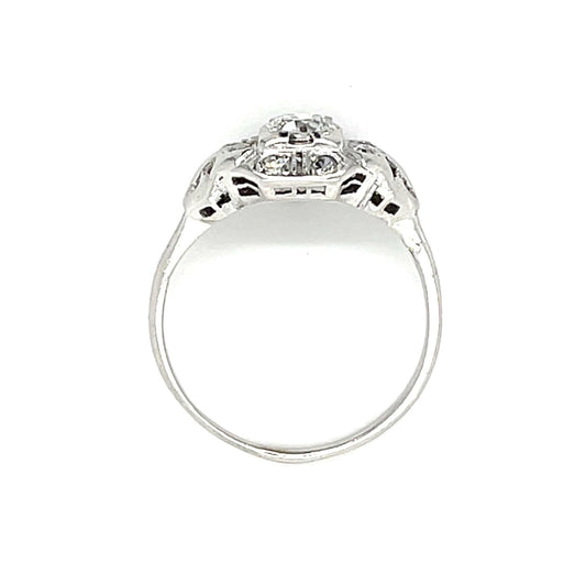 Art Deco .38ct Old European Diamond PT Ring (Antique 1920s)