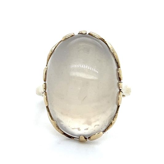 15ct Banded Agate Chalcedony 14KY Ring (Vintage 1950s)