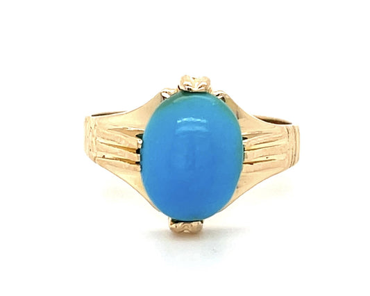 Original 1.50ct Turquoise 18KY Ring (Antique 1910s)