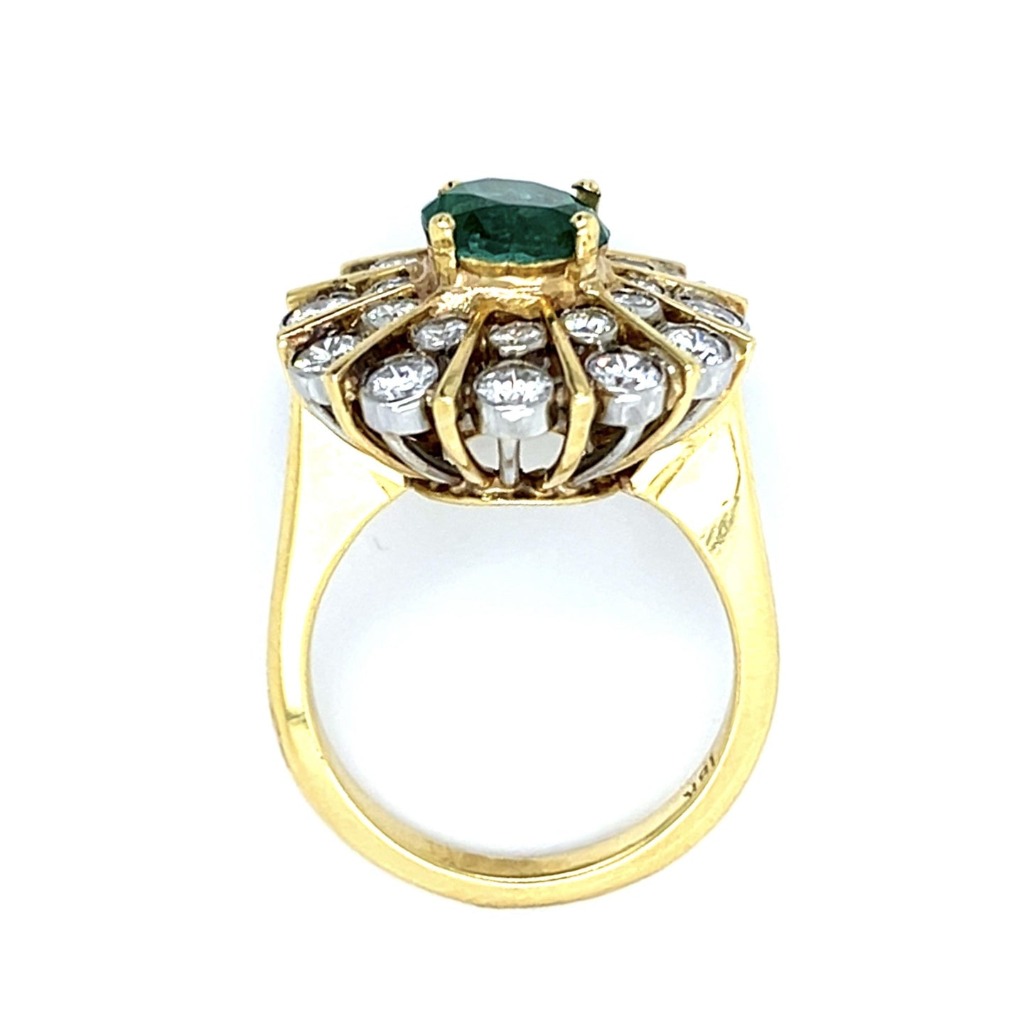 1.71ct Emerald 18K Two Tone Gold Ring (Vintage 1960s)