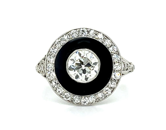 Art Deco .95ct OEC Dia PT Antique Ring (Antique 1920s)