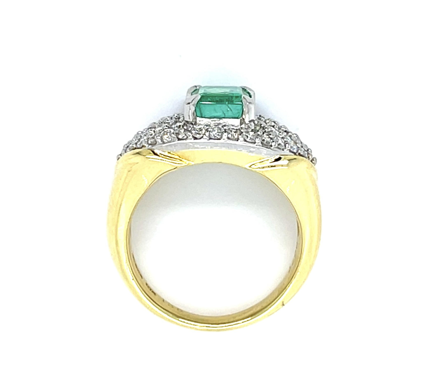 1.35ct Emerald Platinum+18KY Ring (Vintage 1970s)