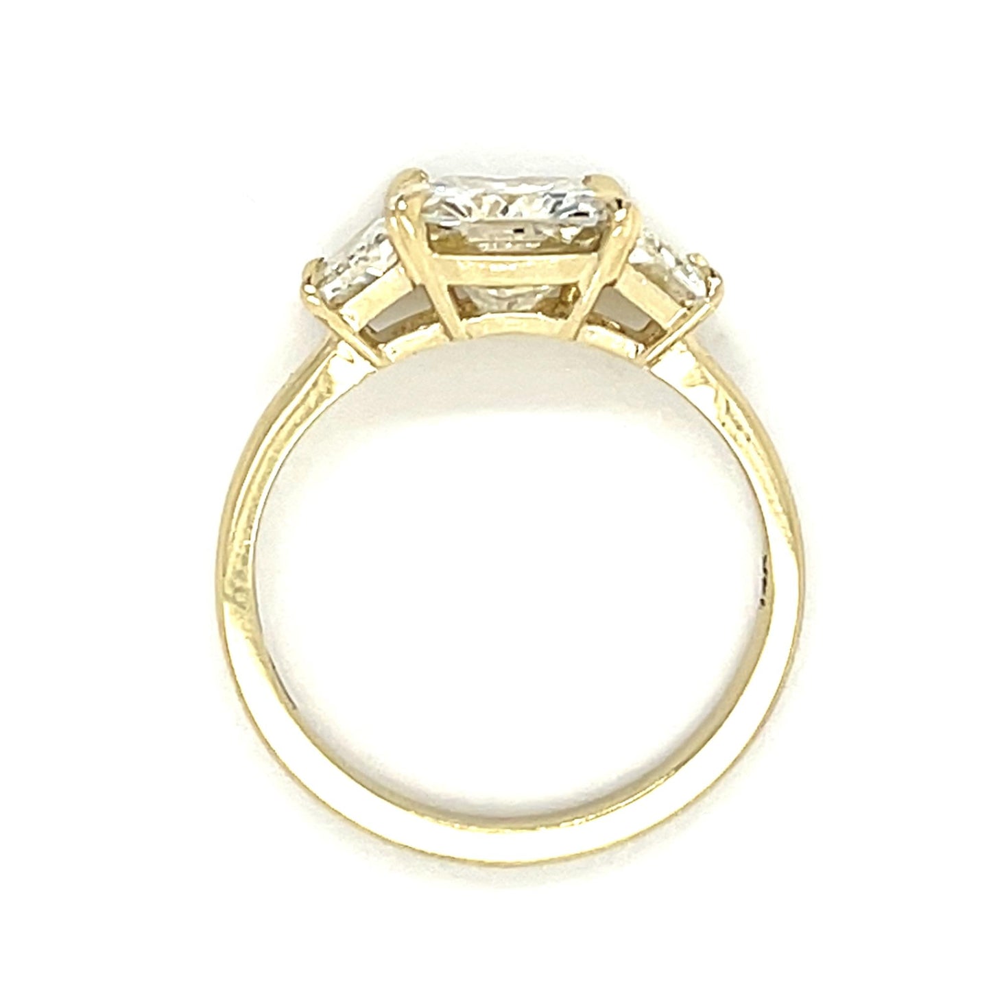 2.06ct J SI1 Round Diamond 14KY Ring .84ct Trapezoid Diamond