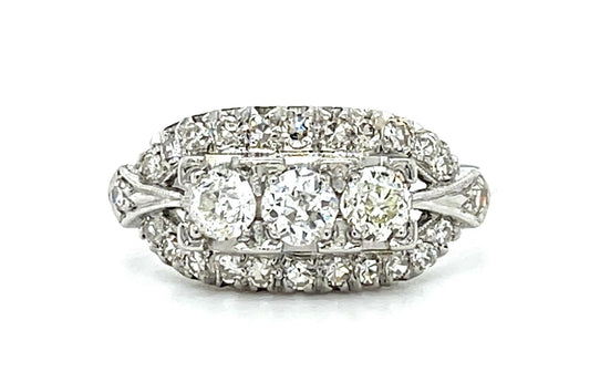 Original Art Deco .60ct Center Euro Dia Platinum Ring (Vintage 1930s)