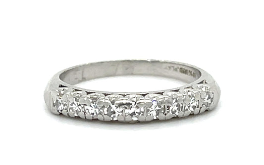 Original Art Deco .32ct Diamond Platinum Band Ring (Vintage 1930s)